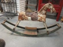 Antique Hand Carved Wooden Rocking Horse