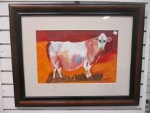 Jerry Leventhal Signed Original "Ruby" Cow Watercolor