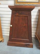 Tapered Dark Stained Pine Single Door Cabinet