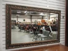 Large Antiqued Copper Finish Beveled Mirror