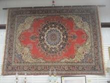 Blue/Rose Hand Knotted Wool Center Medallion Floral Rug