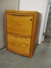 Oak 2 Drawer Locking File Cabinet