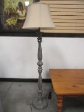 Grey White Wash Finish Spindle Post Floor Lamp