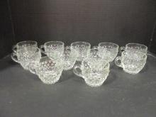 11 Clear Hobnail Punch Cups