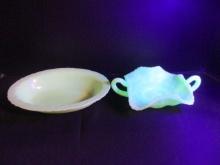 Fenton and McKee Vaseline/Uranium Glass Dishes