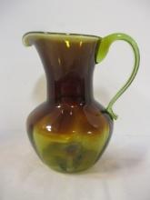 Hand Blown Green Art Glass Pitcher