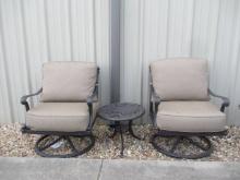 Bronze Finish Rocking/Swiveling Arm Chairs and Table