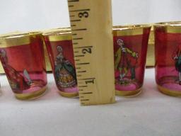 6 Vintage Venetian Ruby Shot Glasses