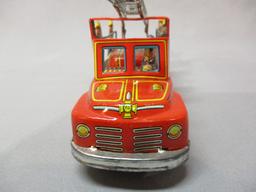 Tin Friction Fire Ladder Truck w/Original Box - Made In Japan