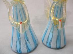 2 Murano Glass Angels with Candle 5"