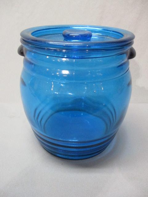 Vintage Cobalt Blue Glass Cookie Jar 8 1/2"