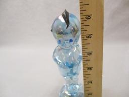 Vintage Blue Iridescent Glass Kewpie Marked Kewpie 6 1/2"