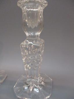 2 Crystal Candle Stick Holders 6"