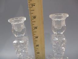 2 Crystal Candle Stick Holders 6"