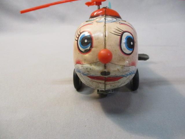 Vintage Santa Windup Tin Toy Helicopter - Made In Korea 7" x 4"