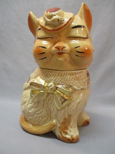 Vintage Cat Cookie Jar 10 1/2"