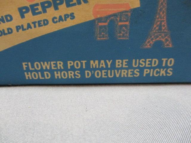 Vintage Miniature Flower Cart Salt & Pepper Shakers In Original Box