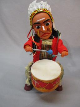 Indian Joe Battery Operated Drummer w/Original Box - Made In Japan 11"