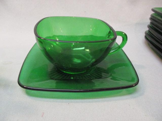 25 Pieces of Vintage  Anchor Hocking Forest Green Dishes