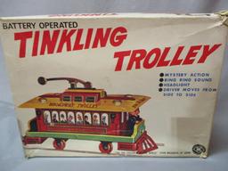 Vintage Tinkling Trolley With Original Box Battery Operated 13" x 7"