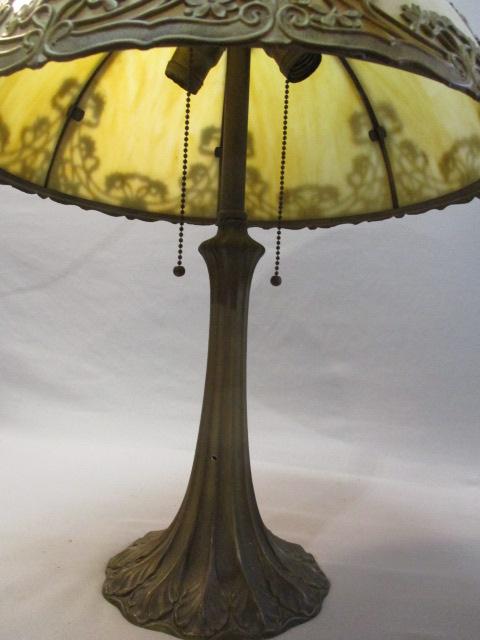 Vintage Art Deco Slag Glass Table Lamp 20 1/2" h Shade 15 1/2" w