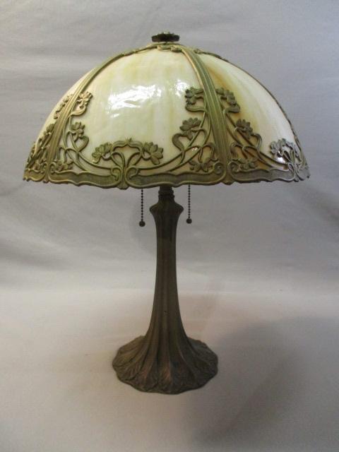 Vintage Art Deco Slag Glass Table Lamp 20 1/2" h Shade 15 1/2" w