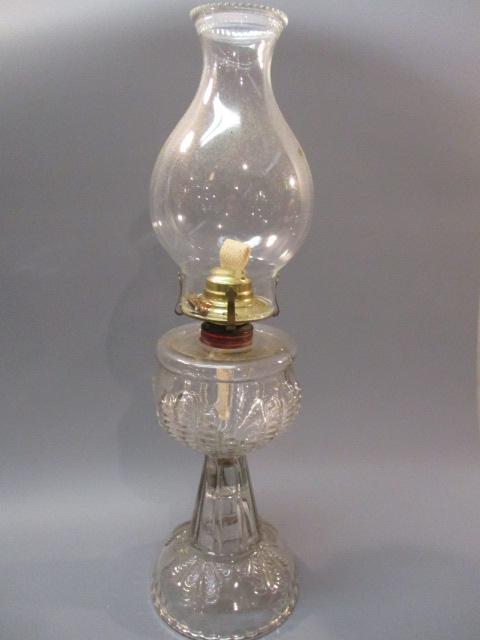 Antique Queen Anne Embossed Oil Lamp 19 1/2"