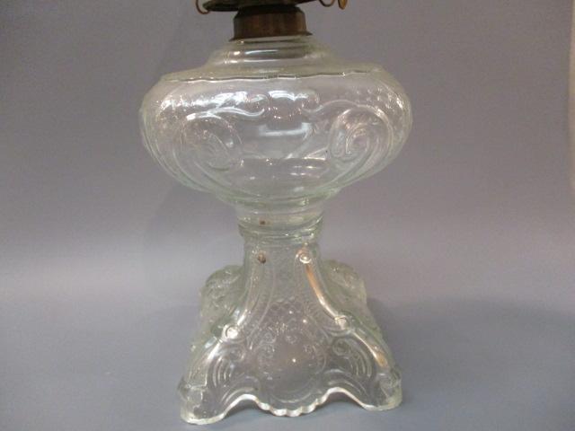 Antique Princess Feather Oil Lamp  18 1/2"