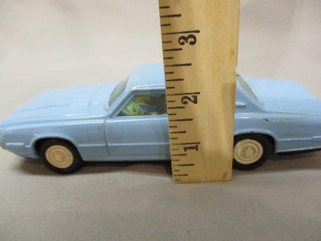 1960's Blue Thunderbird Tin Friction Toy Car By Bandai - Made In Japan