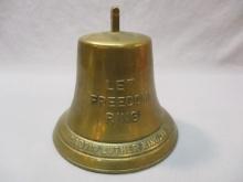 Martin Luther King Jr Commemorative Brass Bell "Let Freedom Ring 1929-1968 Made In Italy 7" x 7"