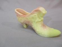 Fenton Burmese Satin Daisy & Button Pattern Shoe 6" x 3"