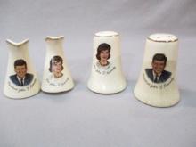 1 Set of President Kennedy & Jackie Kennedy Salt & Pepper Shakers 3"  & 2 Miniature Pitchers 3"