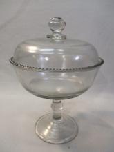 Large Glass Pedestal Compote  w/Lid 11 1/2"