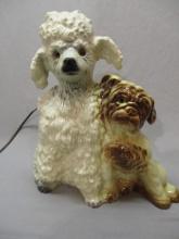 !950's Kron Mid Century Modern Poodle & Pugdog TV Lamp 13"h Both dogs missing 1 eye