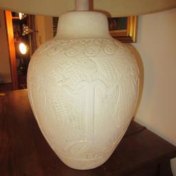 Pottery Vessel Lamp with Tribal Designs