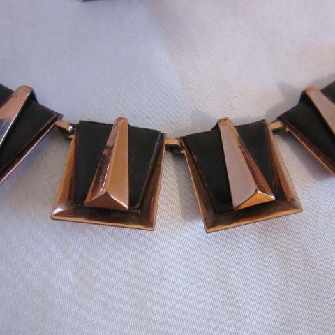 Vintage Matisse Copper Necklace and Clip-On Earring Set