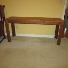 Oak Banded Butcher Block Console Table