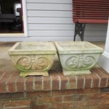 Pair of  Square Concrete Planters