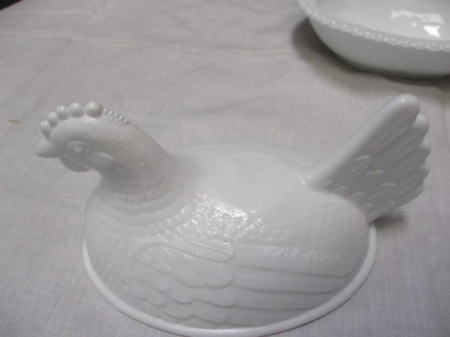 Milk Glass Hen on Nest