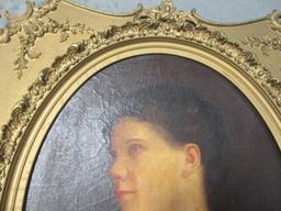 Antique Framed Portrait on Canvas