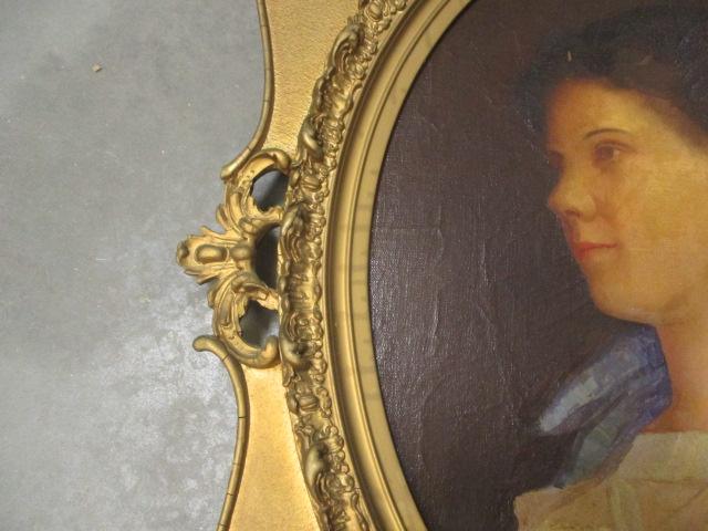 Antique Framed Portrait on Canvas