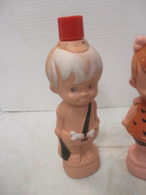 Soaky Bottles: Pebbles, Bambam & Fred & Barney Push Button Puppets