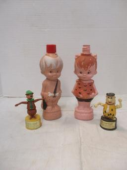Soaky Bottles: Pebbles, Bambam & Fred & Barney Push Button Puppets