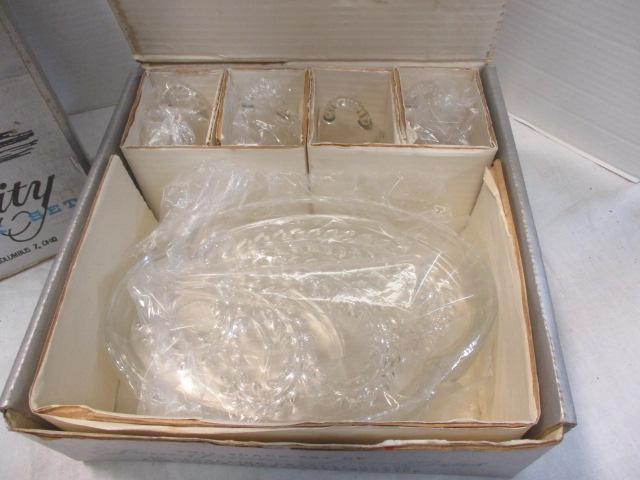 Federal Glass Co. (Lot of 2) Snack Sets in Original Boxes