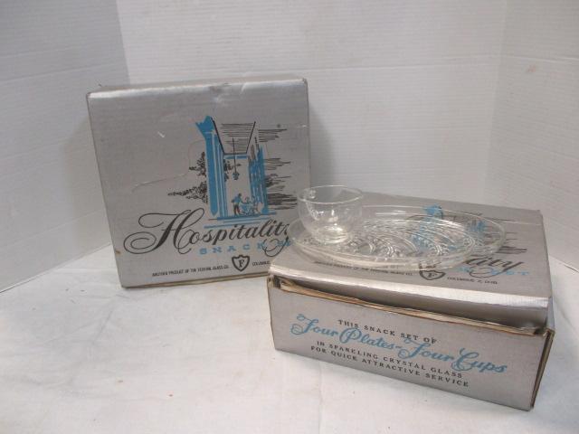 Federal Glass Co. (Lot of 2) Snack Sets in Original Boxes