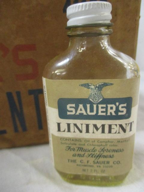 Sauer's Liniment in Original Box (8 Bottles) & Lilly Surfacaine in Box