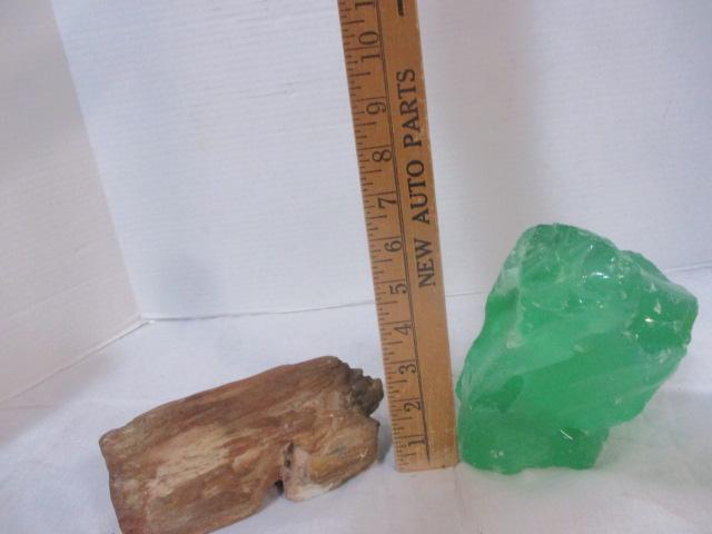 Large Green Geode Transparent (6" x 6"), PC of Petrified Wood