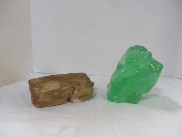 Large Green Geode Transparent (6" x 6"), PC of Petrified Wood