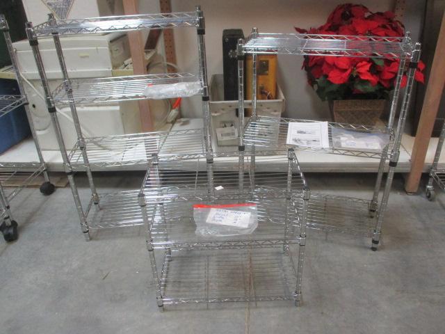 3 Metal Wire Shelving Units (no Wheels)