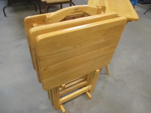 Wood TV Tray Set